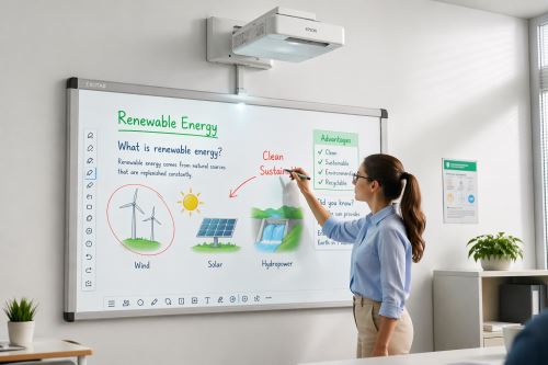 Dotyková interaktivní tabule EPSON EB-760Wi + Keramická tabule 200x120 na stěnu