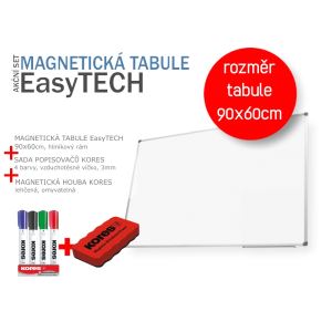 Magnetická tabule EasyTECH - AKCE! 90x60cm [+ popisovače + houba]