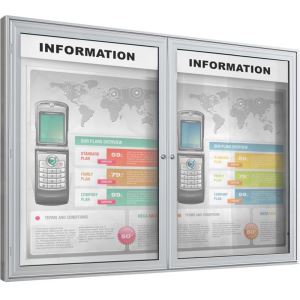 Venkovní vitrína BULK, dvoukřídlá, stříbrná SLIM DUAL