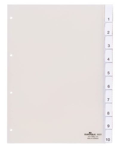 Rozdružovač A4 s 10 rozlišovači a perforací 80x80x80 mm a titulní stranou