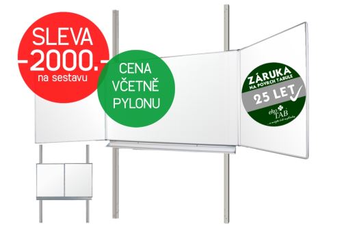 Školní tabule EkoTAB Triptych BBBBB + pylon jednoduchý AL - Montáž zdarma !!!
