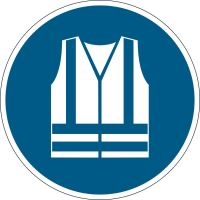 Podlahový piktogram &quot;Používej ochrannou vestu&quot;