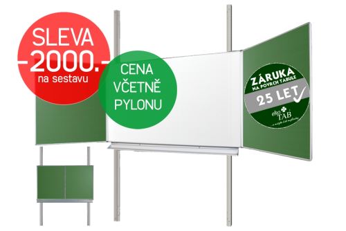 Školní tabule EkoTAB Triptych ZZBZZ + pylon jednoduchý AL - Montáž zdarma !!!