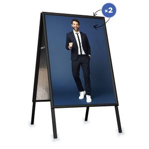 Černý reklamní A stojan s ostrými rohy A1 - profil 25 mm