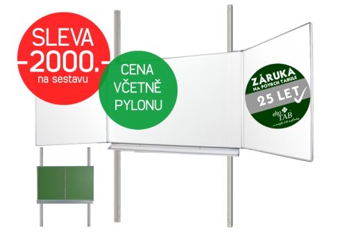 Školní tabule EkoTAB Triptych ZBBBZ + pylon jednoduchý AL - Montáž zdarma !!!