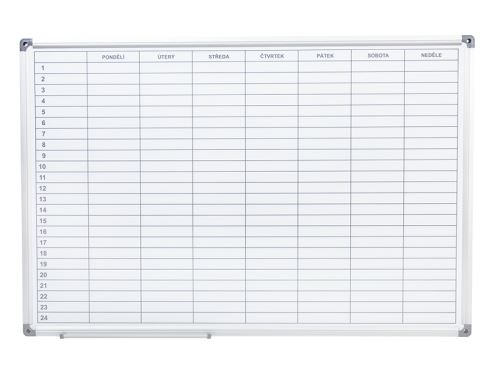 Týdenní magnetická plánovací tabule ARTA 90 × 60 cm – lakovaná