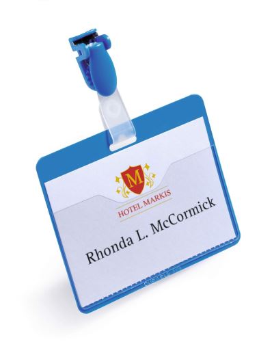 Jmenovka DURABLE s klipem, 90x60mm, balení 25ks