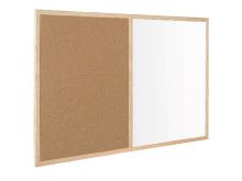 Kombinovaná tabule EcoTECH korek/bílá, 90x60cm, dřevěný rám, 90 x 60 cm