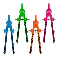 Kovové kružítko GRAFIKO NEON, mix 4 neonových barev + náhradní tuhy + adaptér výprodej