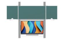 Sestava LCD na pylonu 320cm s tabulí TRIPTYCH 240x120cm BZZZB Optoma 3 86"