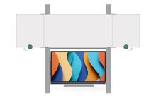 Sestava LCD na pylonu 320cm s tabulí TRIPTYCH 240x120cm ZBBBZ Optoma 3 86"